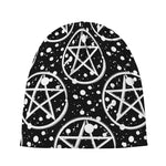 Black And White Wicca Pentagram Print Beanie