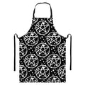 Black And White Wicca Pentagram Print Bib Apron With Pocket