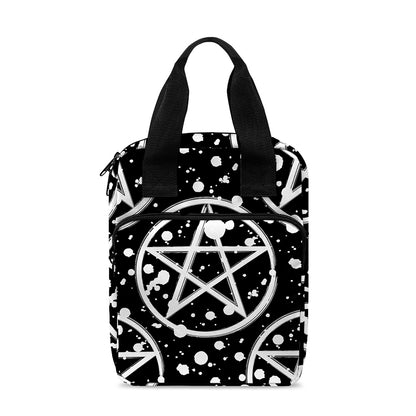 Black And White Wicca Pentagram Print Bible Tote Bag