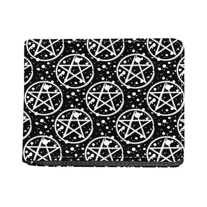 Black And White Wicca Pentagram Print Bifold Wallet