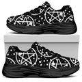 Black And White Wicca Pentagram Print Black Chunky Shoes