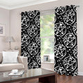 Black And White Wicca Pentagram Print Dimout Grommet Curtains
