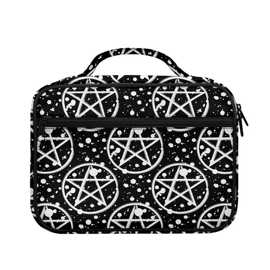 Black And White Wicca Pentagram Print Briefcase Bible Bag