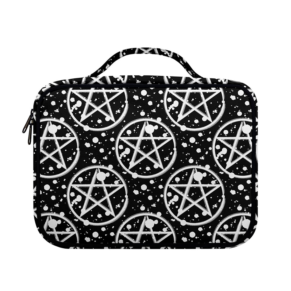 Black And White Wicca Pentagram Print Briefcase Bible Bag