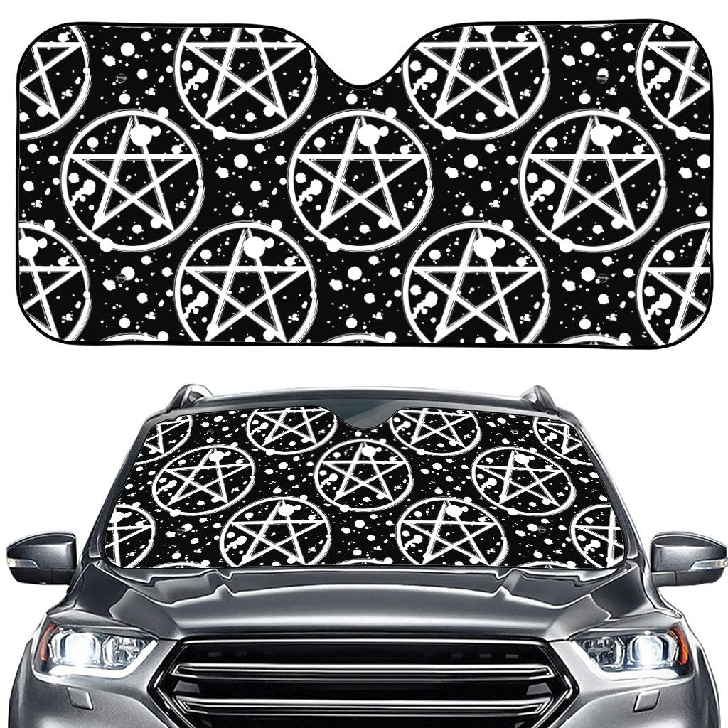 Black And White Wicca Pentagram Print Car Windshield Sun Shade