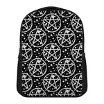 Black And White Wicca Pentagram Print Casual Backpack