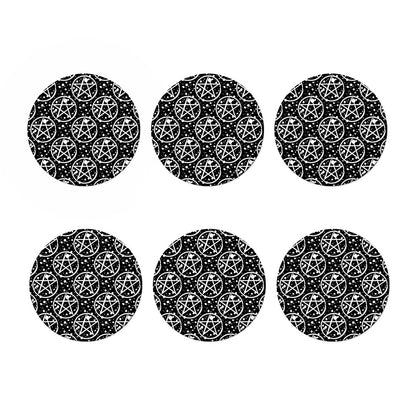 Black And White Wicca Pentagram Print Coaster Set