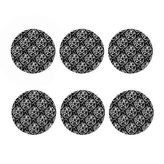 Black And White Wicca Pentagram Print Coaster Set