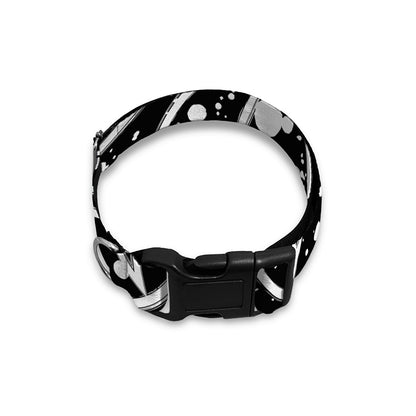 Black And White Wicca Pentagram Print Dog Collar