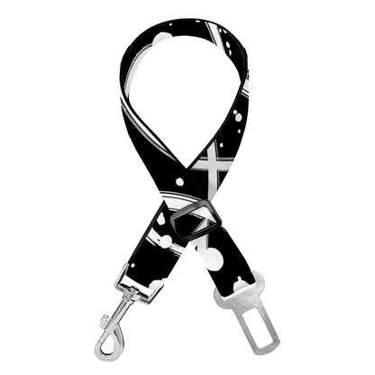 Black And White Wicca Pentagram Print Dog Seat Belt
