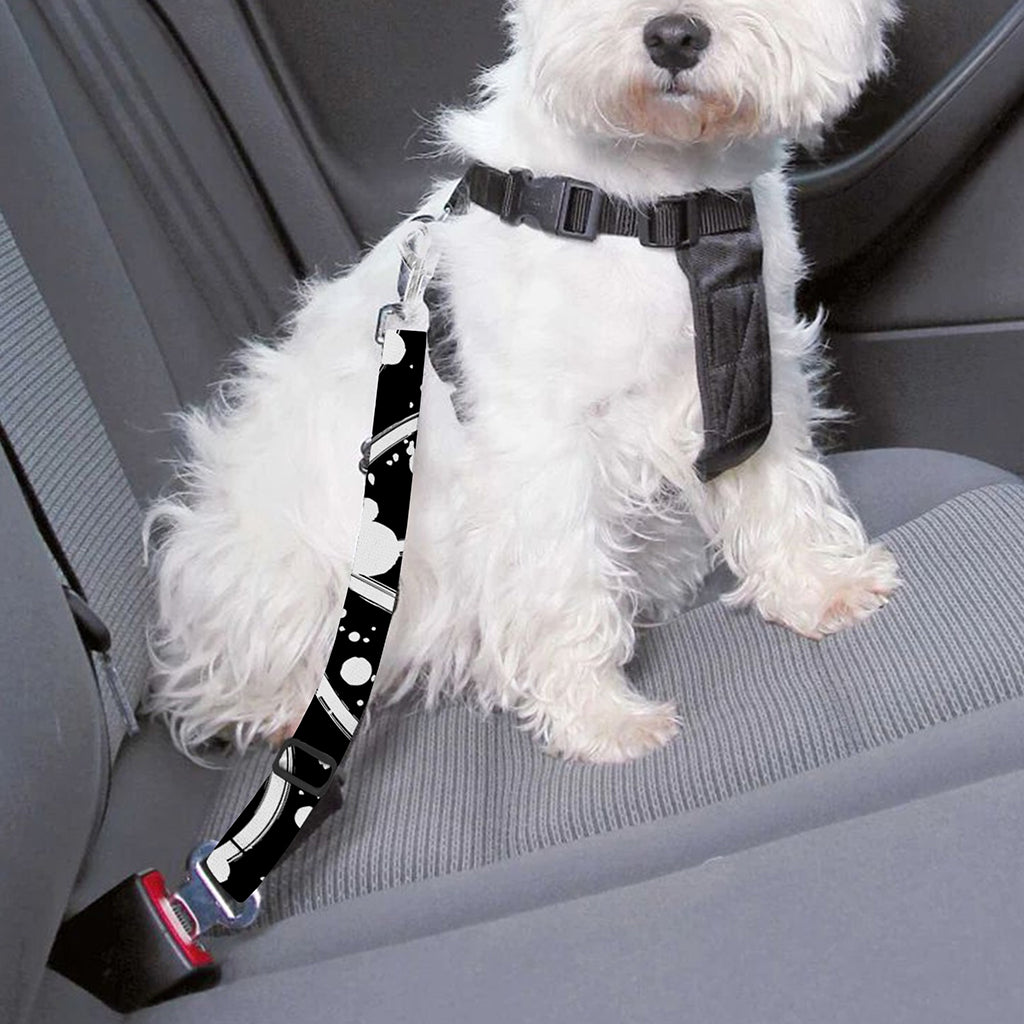 Black And White Wicca Pentagram Print Dog Seat Belt