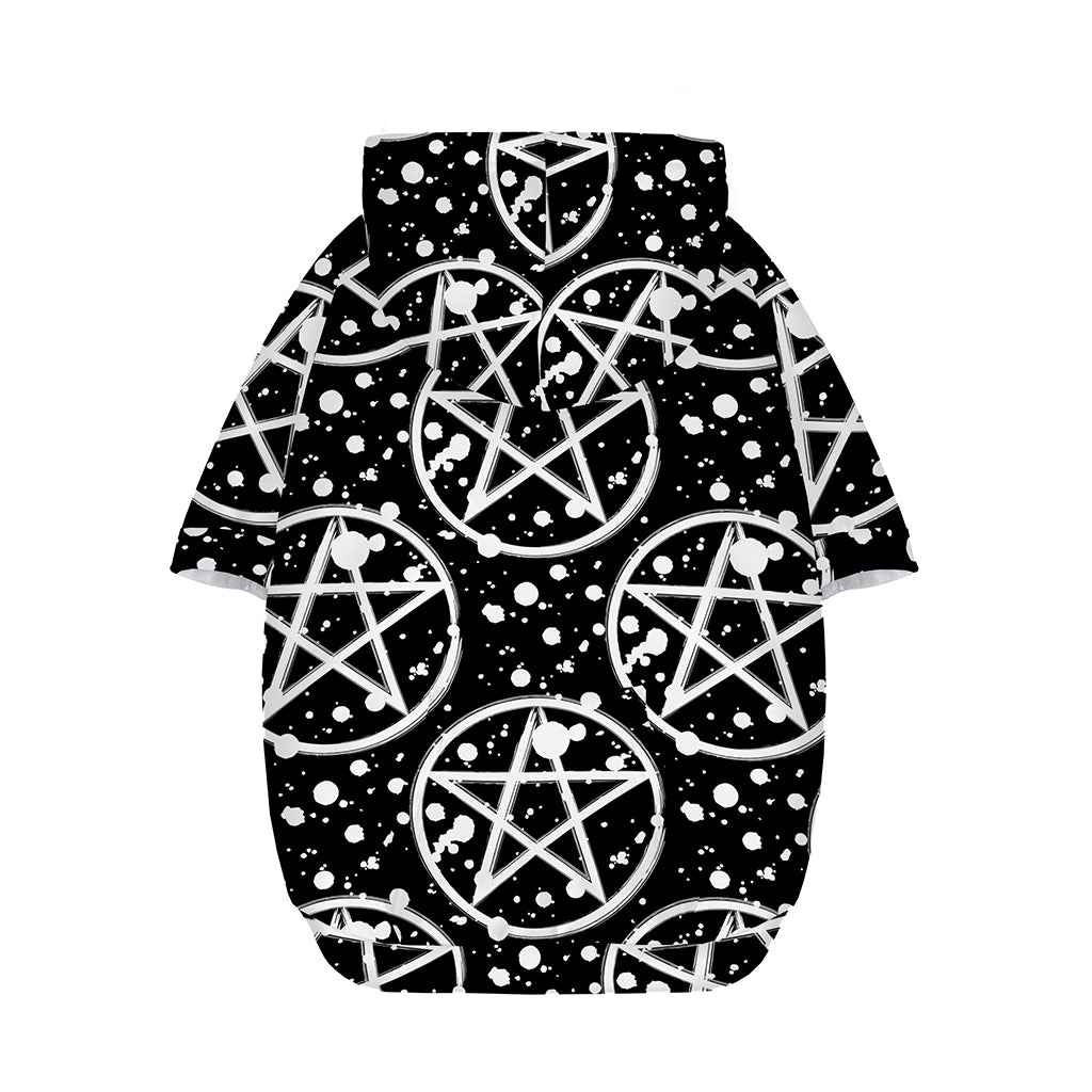 Black And White Wicca Pentagram Print Dog Zip Up Hoodie