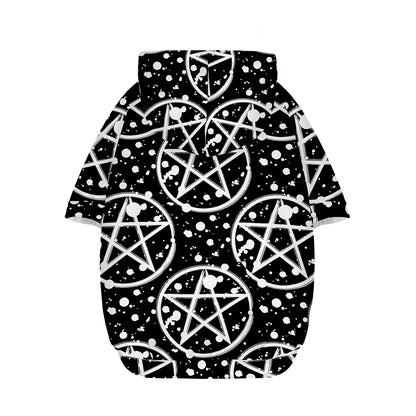 Black And White Wicca Pentagram Print Dog Zip Up Hoodie