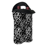 Black And White Wicca Pentagram Print Double Neoprene Wine Tote