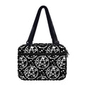 Black And White Wicca Pentagram Print Double Strap Bible Bag