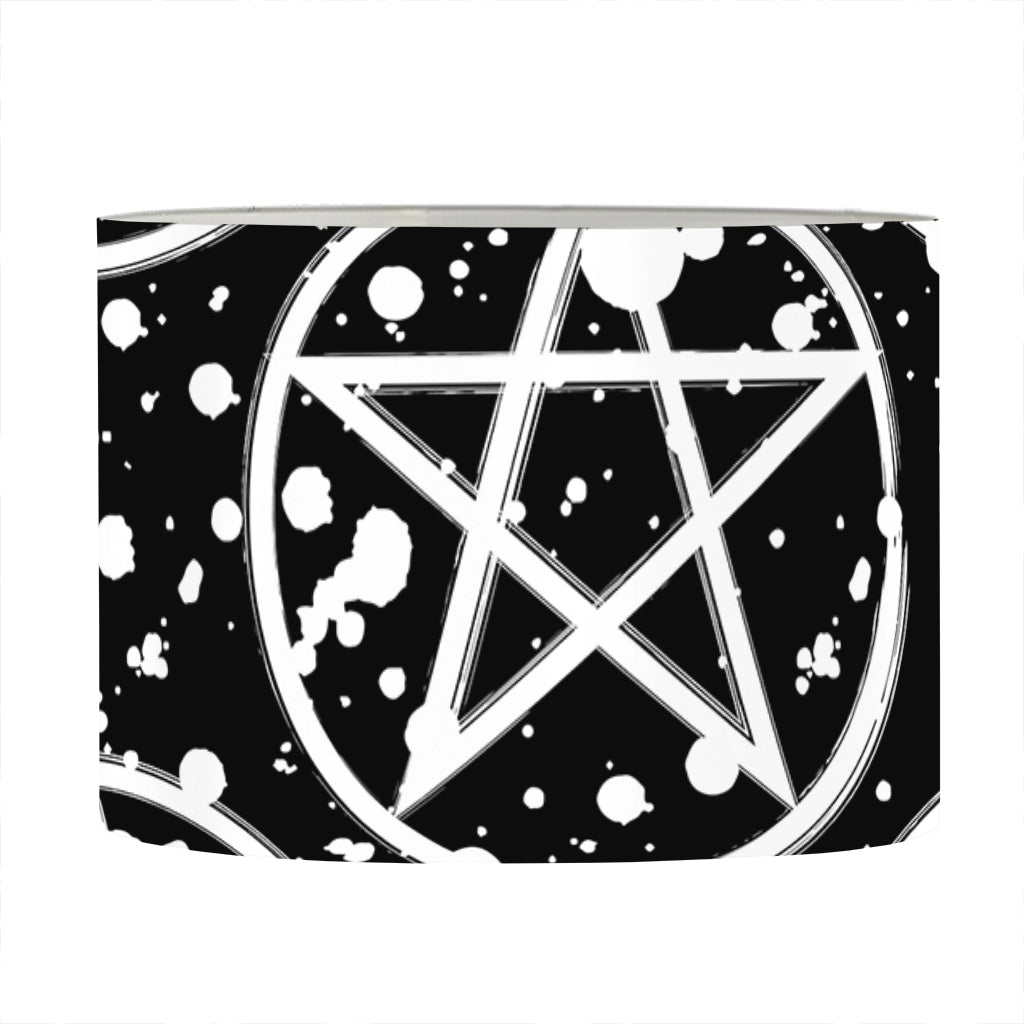 Black And White Wicca Pentagram Print Drum Lamp Shade