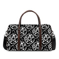 Black And White Wicca Pentagram Print Duffel Bag