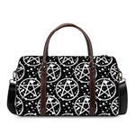 Black And White Wicca Pentagram Print Duffle Bag