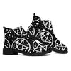 Black And White Wicca Pentagram Print Flat Ankle Boots