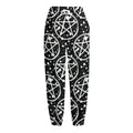 Black And White Wicca Pentagram Print Fleece Lined Knit Pants