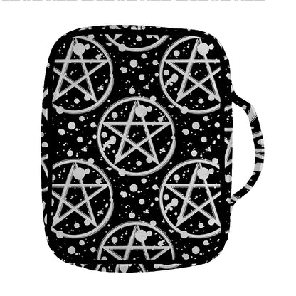 Black And White Wicca Pentagram Print Front Pocket Bible Bag