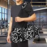 Black And White Wicca Pentagram Print Gym Bag