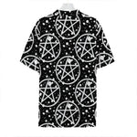 Black And White Wicca Pentagram Print Hawaiian Shirt