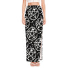 Black And White Wicca Pentagram Print High Slit Maxi Skirt