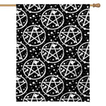 Black And White Wicca Pentagram Print House Flag