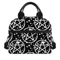 Black And White Wicca Pentagram Print Insulated Lunch Bag