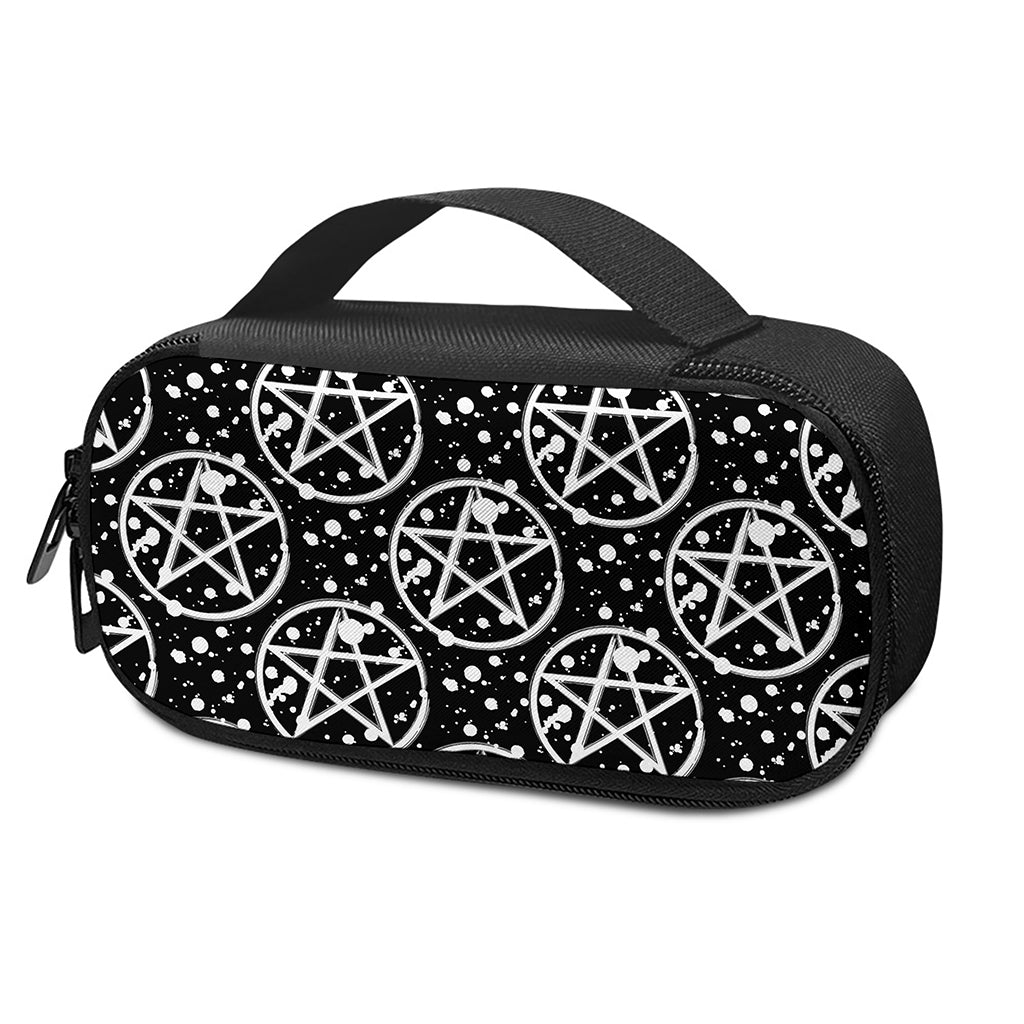 Black And White Wicca Pentagram Print Insulin Cooler Travel Case