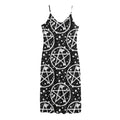 Black And White Wicca Pentagram Print Jersey Midi Cami Dress