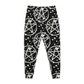 Black And White Wicca Pentagram Print Jogger Pants