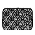 Black And White Wicca Pentagram Print Laptop Sleeve