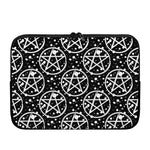Black And White Wicca Pentagram Print Laptop Sleeve