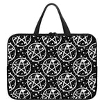 Black And White Wicca Pentagram Print Laptop Sleeve With Handle