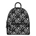Black And White Wicca Pentagram Print Leather Backpack