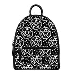 Black And White Wicca Pentagram Print Leather Backpack