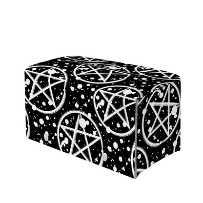 Black And White Wicca Pentagram Print Leather Tissue Box Cover