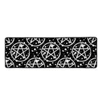 Black And White Wicca Pentagram Print Long Kitchen Mat