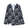 Black And White Wicca Pentagram Print Long Sleeve Short Coat