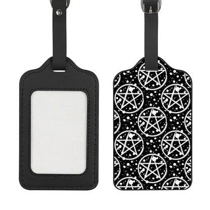 Black And White Wicca Pentagram Print Luggage Tag
