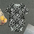 Black And White Wicca Pentagram Print Men's Bodysuit