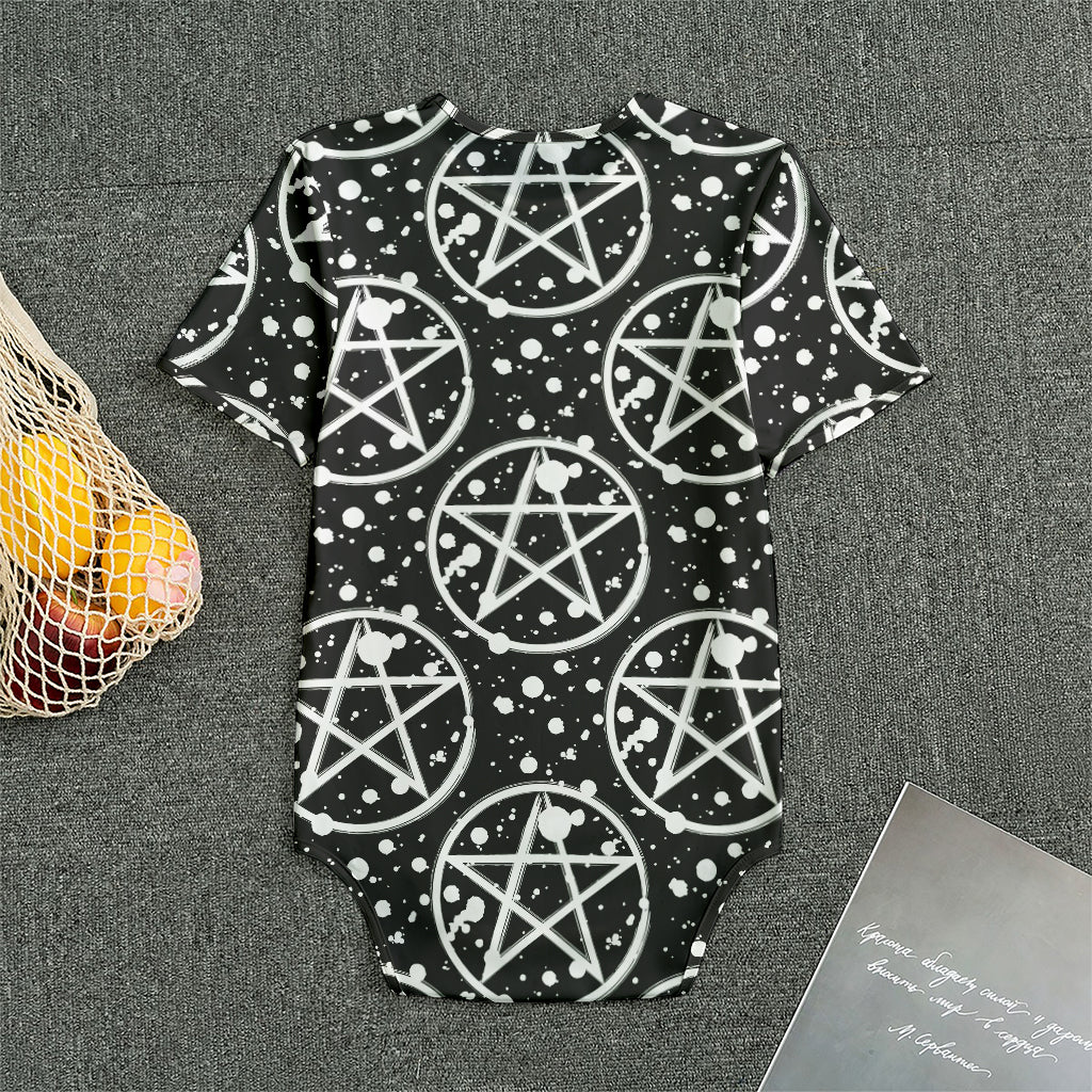 Black And White Wicca Pentagram Print Men's Bodysuit