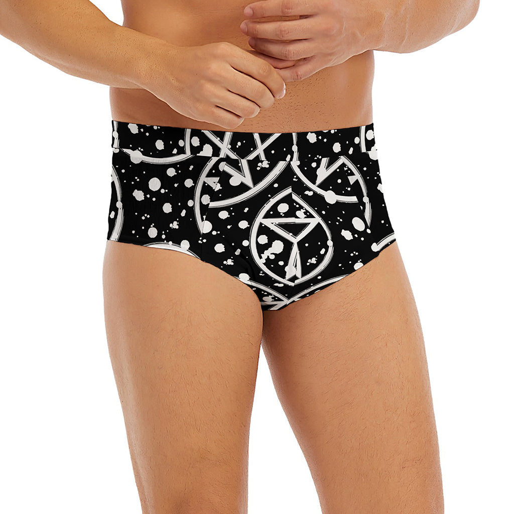 Black And White Wicca Pentagram Print Men's Briefs