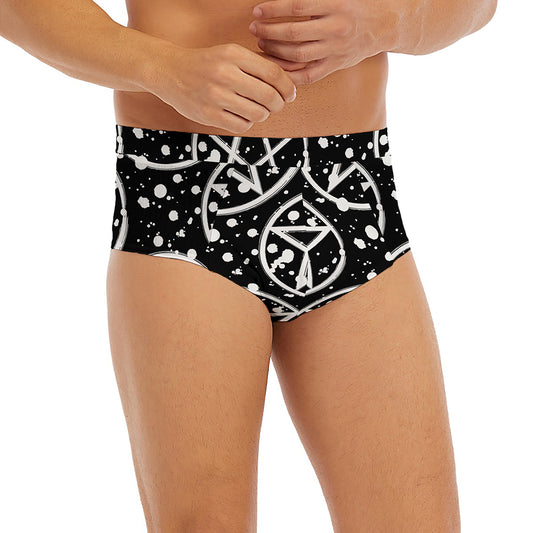 Black And White Wicca Pentagram Print Men's Briefs