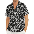 Black And White Wicca Pentagram Print Men's Deep V-Neck Shirt