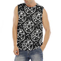 Black And White Wicca Pentagram Print Men's Fitness Tank Top