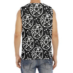 Black And White Wicca Pentagram Print Men's Fitness Tank Top