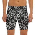 Black And White Wicca Pentagram Print Men's Long Boxer Briefs